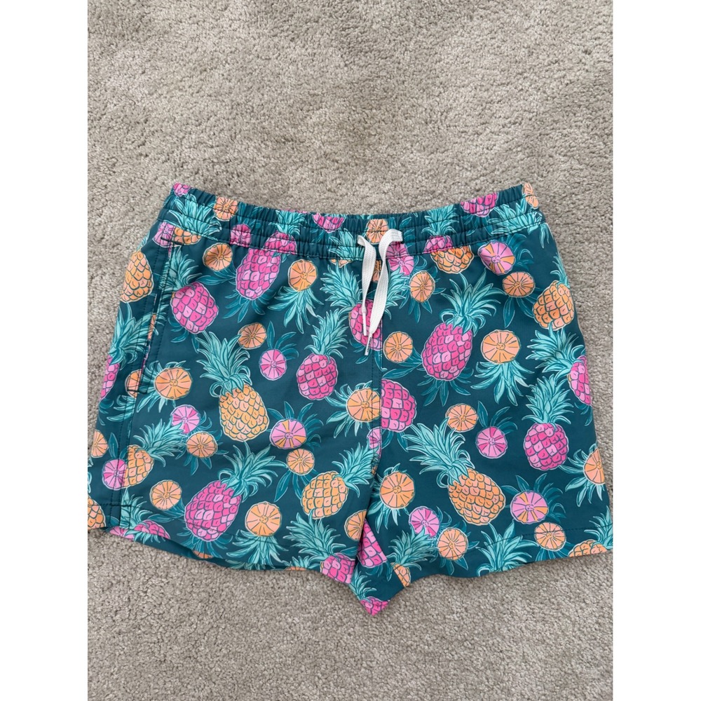 Chubbies Youth Boys Swim Trunks Size Medium 10/12 Teal Pineapple Tropical Print